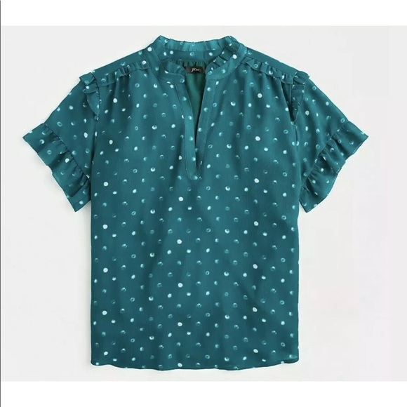 J Crew Short Sleeve Ruffle Top in Painted Top - Picture 2 of 10